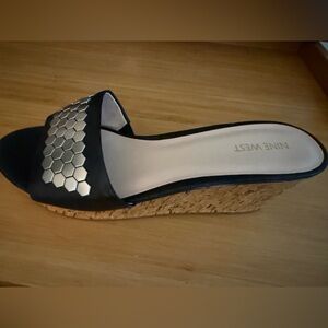 Nine West Black Wedges with Silver Hexagon Accents